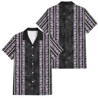 Hawaii Queen Liliuokalani Family Matching Puletasi and Hawaiian Shirt Hawaiian Lei Pua Kalaunu LT05 Dad's Shirt - Short Sleeve Black - Polynesian Pride