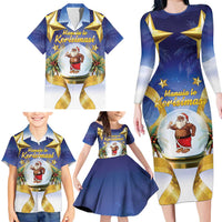 Samoa Christmas Family Matching Long Sleeve Bodycon Dress and Hawaiian Shirt Snow Globe With Samoan Santa LT05 - Polynesian Pride