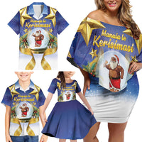 Samoa Christmas Family Matching Off Shoulder Short Dress and Hawaiian Shirt Snow Globe With Samoan Santa LT05 - Polynesian Pride