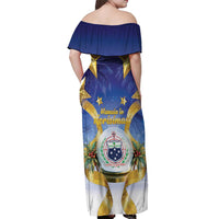 Samoa Christmas Off Shoulder Maxi Dress Snow Globe With Samoan Santa - Polynesian Pride