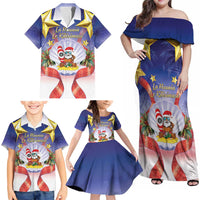 American Samoa Christmas Family Matching Off Shoulder Maxi Dress and Hawaiian Shirt Seashell Santa Beach Vibes LT05 - Polynesian Pride