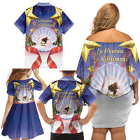 American Samoa Christmas Family Matching Off Shoulder Short Dress and Hawaiian Shirt Seashell Santa Beach Vibes LT05 - Polynesian Pride