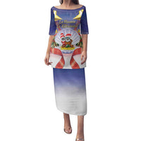 American Samoa Christmas Family Matching Puletasi and Hawaiian Shirt Seashell Santa Beach Vibes LT05 Mom's Dress Navy - Polynesian Pride