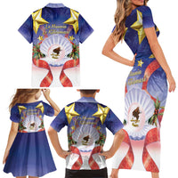 American Samoa Christmas Family Matching Short Sleeve Bodycon Dress and Hawaiian Shirt Seashell Santa Beach Vibes LT05 - Polynesian Pride