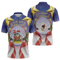 American Samoa Christmas Zipper Polo Shirt Seashell Santa Beach Vibes - Polynesian Pride