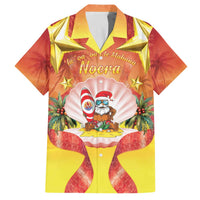 French Polynesia Christmas Family Matching Off The Shoulder Long Sleeve Dress and Hawaiian Shirt Seashell Santa Beach Vibes LT05 Dad's Shirt - Short Sleeve Orange - Polynesian Pride