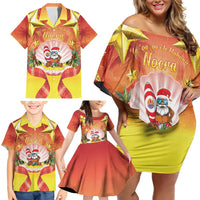 French Polynesia Christmas Family Matching Off Shoulder Short Dress and Hawaiian Shirt Seashell Santa Beach Vibes LT05 - Polynesian Pride