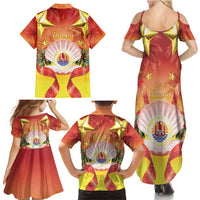 French Polynesia Christmas Family Matching Summer Maxi Dress and Hawaiian Shirt Seashell Santa Beach Vibes LT05 - Polynesian Pride