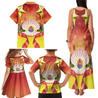 French Polynesia Christmas Family Matching Tank Maxi Dress and Hawaiian Shirt Seashell Santa Beach Vibes LT05 - Polynesian Pride