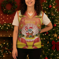 French Polynesia Christmas Knitted V-Neck Vest Seashell Santa Beach Vibes - Polynesian Pride