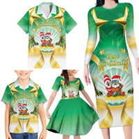 Cook Islands Christmas Family Matching Long Sleeve Bodycon Dress and Hawaiian Shirt Seashell Santa Beach Vibes LT05 - Polynesian Pride