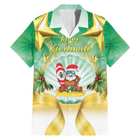 Cook Islands Christmas Family Matching Mermaid Dress and Hawaiian Shirt Seashell Santa Beach Vibes LT05 Dad's Shirt - Short Sleeve Green - Polynesian Pride