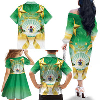 Cook Islands Christmas Family Matching Off The Shoulder Long Sleeve Dress and Hawaiian Shirt Seashell Santa Beach Vibes LT05 - Polynesian Pride