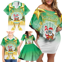 Cook Islands Christmas Family Matching Off Shoulder Short Dress and Hawaiian Shirt Seashell Santa Beach Vibes LT05 - Polynesian Pride
