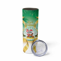 Cook Islands Christmas Skinny Tumbler Seashell Santa Beach Vibes - Polynesian Pride