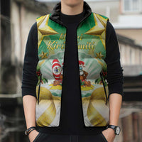 Cook Islands Christmas Sleeveless Puffer Jacket Seashell Santa Beach Vibes - Polynesian Pride