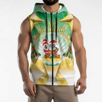 Cook Islands Christmas Sleeveless Zip Hoodie Seashell Santa Beach Vibes - Polynesian Pride