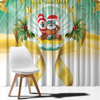 Cook Islands Christmas Window Curtain Seashell Santa Beach Vibes - Polynesian Pride