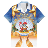 Marshall Islands Christmas Family Matching Mermaid Dress and Hawaiian Shirt Seashell Santa Beach Vibes LT05 Dad's Shirt - Short Sleeve Navy - Polynesian Pride