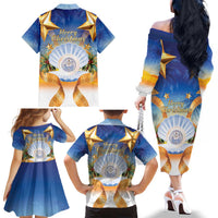 Marshall Islands Christmas Family Matching Off The Shoulder Long Sleeve Dress and Hawaiian Shirt Seashell Santa Beach Vibes LT05 - Polynesian Pride