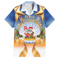 Marshall Islands Christmas Family Matching Tank Maxi Dress and Hawaiian Shirt Seashell Santa Beach Vibes LT05 Dad's Shirt - Short Sleeve Navy - Polynesian Pride