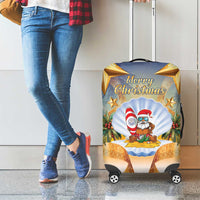Marshall Islands Christmas Luggage Cover Seashell Santa Beach Vibes - Polynesian Pride