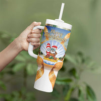 Marshall Islands Christmas Tumbler With Handle Seashell Santa Beach Vibes - Polynesian Pride
