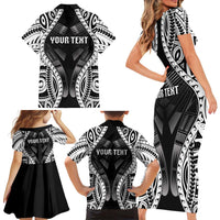 Personalised Remember Samoa Black Saturday Family Matching Short Sleeve Bodycon Dress and Hawaiian Shirt Samoa Mo Samoa - Polynesian Pride