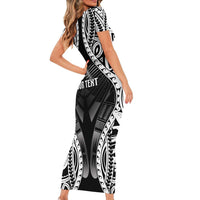 Personalised Remember Samoa Black Saturday Family Matching Short Sleeve Bodycon Dress and Hawaiian Shirt Samoa Mo Samoa - Polynesian Pride
