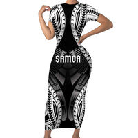Personalised Remember Samoa Black Saturday Short Sleeve Bodycon Dress Samoa Mo Samoa - Polynesian Pride