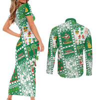 Norfolk Island Christmas Couples Matching Short Sleeve Bodycon Dress and Long Sleeve Button Shirt Festive Beach Vibes LT05 - Polynesian Pride