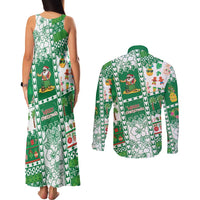 Norfolk Island Christmas Couples Matching Tank Maxi Dress and Long Sleeve Button Shirt Festive Beach Vibes LT05 - Polynesian Pride