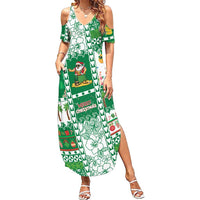 Norfolk Island Christmas Family Matching Summer Maxi Dress and Hawaiian Shirt Festive Beach Vibes LT05 Mom's Dress Green - Polynesian Pride