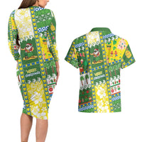 Pitcairn Islands Christmas Couples Matching Long Sleeve Bodycon Dress and Hawaiian Shirt Festive Beach Vibes LT05 - Polynesian Pride
