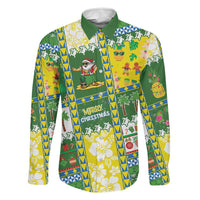 Pitcairn Islands Christmas Family Matching Off The Shoulder Long Sleeve Dress and Hawaiian Shirt Festive Beach Vibes LT05 Dad's Shirt - Long Sleeve Colorful - Polynesian Pride