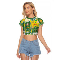 Pitcairn Islands Christmas Raglan Cropped T Shirt Festive Beach Vibes - Polynesian Pride