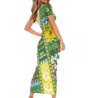 Pitcairn Islands Christmas Short Sleeve Bodycon Dress Festive Beach Vibes - Polynesian Pride