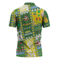 Pitcairn Islands Christmas Zipper Polo Shirt Festive Beach Vibes - Polynesian Pride