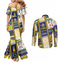 Tokelau Christmas Couples Matching Mermaid Dress and Long Sleeve Button Shirt Festive Beach Vibes LT05 - Polynesian Pride