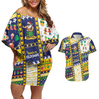 Tokelau Christmas Couples Matching Off Shoulder Short Dress and Hawaiian Shirt Festive Beach Vibes LT05 Colorful - Polynesian Pride