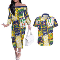 Tokelau Christmas Couples Matching Off The Shoulder Long Sleeve Dress and Hawaiian Shirt Festive Beach Vibes LT05 Colorful - Polynesian Pride