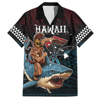 Hawaii Ikaika Family Matching Off Shoulder Maxi Dress and Hawaiian Shirt Hawaiian Mythic Koa Tribal Warrior LT05 Dad's Shirt - Short Sleeve Black - Polynesian Pride