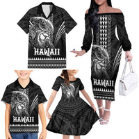 Hawaiian Ikaika Warrior Family Matching Off The Shoulder Long Sleeve Dress and Hawaiian Shirt Tribal Pattern LT05 - Polynesian Pride