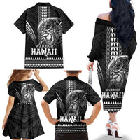 Hawaiian Ikaika Warrior Family Matching Off The Shoulder Long Sleeve Dress and Hawaiian Shirt Tribal Pattern LT05 - Polynesian Pride