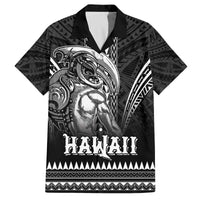 Hawaiian Ikaika Warrior Family Matching Off The Shoulder Long Sleeve Dress and Hawaiian Shirt Tribal Pattern LT05 Dad's Shirt - Short Sleeve Black - Polynesian Pride