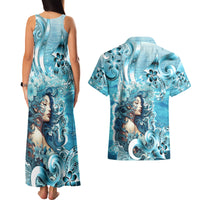 Hawaii Namaka Goddess Of The Sea Couples Matching Tank Maxi Dress and Hawaiian Shirt Polynesian Style LT05 - Polynesian Pride