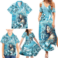 Hawaii Namaka Goddess Of The Sea Family Matching Summer Maxi Dress and Hawaiian Shirt Polynesian Style LT05 - Polynesian Pride