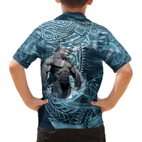 Hawaiian Shark God Kamohoalii Family Matching Puletasi and Hawaiian Shirt Polynesian Style LT05 - Polynesian Pride