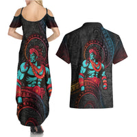 Hawaiian Demigod Maui Couples Matching Summer Maxi Dress and Hawaiian Shirt Polynesian Mythology LT05 - Polynesian Pride