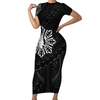 Philippines Tribal Family Matching Short Sleeve Bodycon Dress and Hawaiian Shirt King Lapu Lapu Black Version LT05 Mom's Dress Black - Polynesian Pride